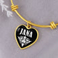 Jana v03 - 18k Gold Finished Heart Pendant Bangle Bracelet