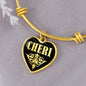 Cheri v02 - 18k Gold Finished Heart Pendant Bangle Bracelet