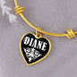 Diane v01w - 18k Gold Finished Heart Pendant Bangle Bracelet
