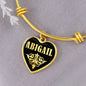 Abigail v02 - 18k Gold Finished Heart Pendant Bangle Bracelet