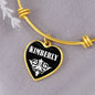 Kimberly v01w - 18k Gold Finished Heart Pendant Bangle Bracelet