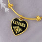 Latasha v02 - 18k Gold Finished Heart Pendant Bangle Bracelet
