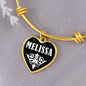 Melissa v01w - 18k Gold Finished Heart Pendant Bangle Bracelet