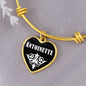 Antoinette v01w - 18k Gold Finished Heart Pendant Bangle Bracelet
