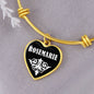 Rosemarie v01w - 18k Gold Finished Heart Pendant Bangle Bracelet