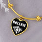 Roxanne v01w - 18k Gold Finished Heart Pendant Bangle Bracelet