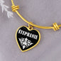 Stephanie v01w - 18k Gold Finished Heart Pendant Bangle Bracelet