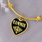 Tammie v02 - 18k Gold Finished Heart Pendant Bangle Bracelet