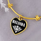 Belinda v01w - 18k Gold Finished Heart Pendant Bangle Bracelet