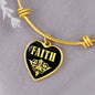 Faith v02 - 18k Gold Finished Heart Pendant Bangle Bracelet