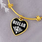 Beulah v01w - 18k Gold Finished Heart Pendant Bangle Bracelet