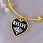 Kelley v03 - 18k Gold Finished Heart Pendant Bangle Bracelet