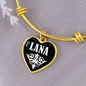 Lana v03 - 18k Gold Finished Heart Pendant Bangle Bracelet