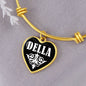 Della v01w - 18k Gold Finished Heart Pendant Bangle Bracelet