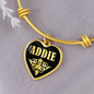 Addie v02 - 18k Gold Finished Heart Pendant Bangle Bracelet