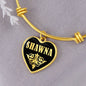 Shawna v02 - 18k Gold Finished Heart Pendant Bangle Bracelet