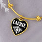 Laurie v01w - 18k Gold Finished Heart Pendant Bangle Bracelet