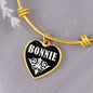 Bonnie v01w - 18k Gold Finished Heart Pendant Bangle Bracelet