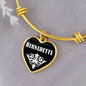 Bernadette v01w - 18k Gold Finished Heart Pendant Bangle Bracelet