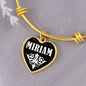 Miriam v01w - 18k Gold Finished Heart Pendant Bangle Bracelet