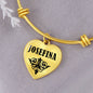 Josefina v01 - 18k Gold Finished Heart Pendant Bangle Bracelet
