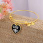 Lucy v01w - 18k Gold Finished Heart Pendant Bangle Bracelet