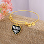 Terri v01w - 18k Gold Finished Heart Pendant Bangle Bracelet