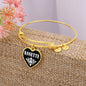 Annette v01w - 18k Gold Finished Heart Pendant Bangle Bracelet