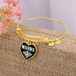 Wanda v01w - 18k Gold Finished Heart Pendant Bangle Bracelet