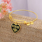Stacie v02 - 18k Gold Finished Heart Pendant Bangle Bracelet