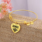 Aimee v01 - 18k Gold Finished Heart Pendant Bangle Bracelet