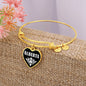 Alberta v01w - 18k Gold Finished Heart Pendant Bangle Bracelet