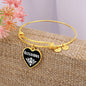 Alexandra v01w - 18k Gold Finished Heart Pendant Bangle Bracelet