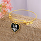 Ana v01w - 18k Gold Finished Heart Pendant Bangle Bracelet