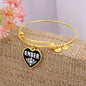 Amber v01w - 18k Gold Finished Heart Pendant Bangle Bracelet