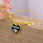 Whitney v01w - 18k Gold Finished Heart Pendant Bangle Bracelet