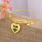Tami v01 - 18k Gold Finished Heart Pendant Bangle Bracelet