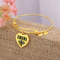 Cheri v01 - 18k Gold Finished Heart Pendant Bangle Bracelet