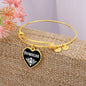 Jacqueline v01w - 18k Gold Finished Heart Pendant Bangle Bracelet