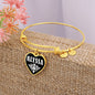Alyssa v03 - 18k Gold Finished Heart Pendant Bangle Bracelet