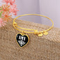 Amy v01w - 18k Gold Finished Heart Pendant Bangle Bracelet