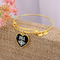 Jill v01w - 18k Gold Finished Heart Pendant Bangle Bracelet