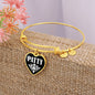 Patty v01w - 18k Gold Finished Heart Pendant Bangle Bracelet
