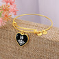 Jo v01w - 18k Gold Finished Heart Pendant Bangle Bracelet