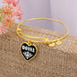 Donna v01w - 18k Gold Finished Heart Pendant Bangle Bracelet