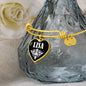 Lisa v01w - 18k Gold Finished Heart Pendant Bangle Bracelet