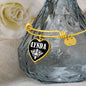 Lynda v01w - 18k Gold Finished Heart Pendant Bangle Bracelet