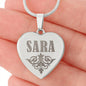 Sara - Engraved Heart Pendant Necklace