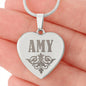 Amy - Engraved Heart Pendant Necklace
