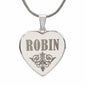Robin - Engraved Heart Pendant Necklace